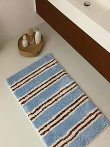 1pc Minimalist Bathroom Rug, Multi-Functional Vertical Striped Home Bedroom Mat, Faux Cashmere Bathroom Mat, Door Mat, Kitchen Floor Mat - A - View 6