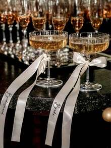 1 pièce Ruban de décoration de mariage pour la mariée + 4 pièces pour les demoiselles d'honneur, ruban de décoration de verre à vin et de chaise pour la mariée et les demoiselles d'honneur, fournitures de décoration d'ambiance créative pour mariage, disposition de la scène du banquet de mariage, faveurs pour la douche de mariée - ruban - Voir 1