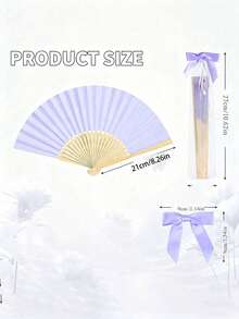 Bộ quạt xếp thanh lịch, kèm nơ và túi quà, quạt xếp cầm tay bằng tre dành cho cô dâu, thích hợp làm quà tặng cho phù dâu và trang trí đám cưới, hoàn hảo cho các bữa tiệc, sự kiện và phụ kiện mùa hè. - Màu tím - Xem 5