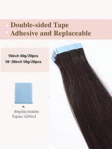 Tóc nối tự nhiên không đường nối dành cho nữ - 50g 20 lọn/gói, tóc Remy thẳng, tóc nối dán vô hình #2 màu nâu sẫm, giúp tăng chiều dài tóc, 16-24 inch - S2 - Xem 4