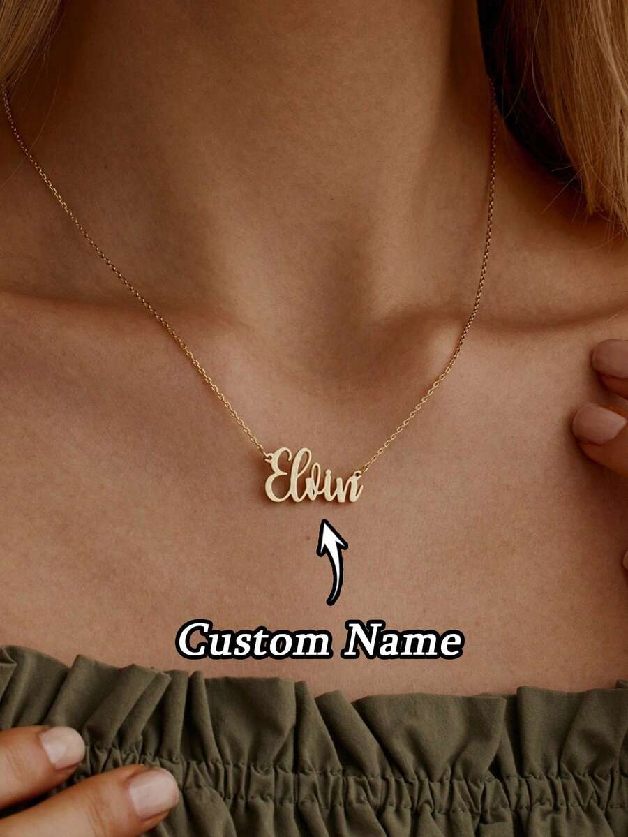 1 chiếc vòng cổ khắc tên tinh xảo theo yêu cầu, trang sức khắc tên cá nhân, vòng cổ vàng khắc tên theo yêu cầu, vòng cổ dành cho mẹ, quà sinh nhật, quà tặng theo yêu cầu, quà Ngày của Mẹ cho mẹ, vòng cổ nữ, trang sức nữ, trang sức cá nhân hóa, quà tặng lễ Phục Sinh - Nhiều màu - Xem 1