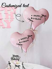 1pc Custom Balloons, Custom Wedding Decor Balloons, Personalized Matte Pink Heart Balloons-These 20-Inch Matte Pink Foil Heart Balloons Are The Perfect Choice For Birthday Parties, Wedding Decorations, And Coming-Of-Age Celebrations - Multicolor - View 4