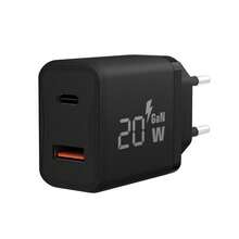 20W GaN Dual Port Fast Wall Charger, PD USB-C & QC3.0 USB-A Travel Power Adapter, Compact Mini Charging Plug Compatible With IPhone 17 16 15 14 13 12 Pro Max, Pro, All Android Smartphones - Black Adapter - View 8