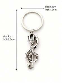 Ladies' Creative Personality Simulation Musical Note Microphone Keychain Fashion Music Small Gift Pendant Metal Musical Note Keychain Ornament, A Fun Gift For Friends - Silver - View 3