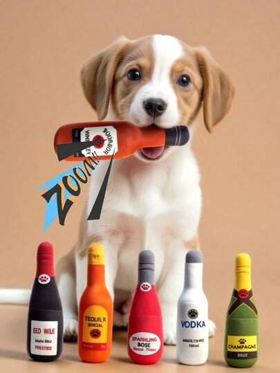 Pet Supplies - Plush Wine Bottle Shape Dogs To Chew & With, Available In Multiple Colors (Pet Use Only)