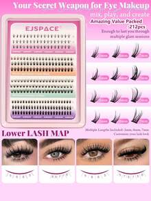 Bottom Lash Clusters Kit DIY Eyelash Extensions 4 Styles Bottom Lashes Extension Kit Wispy Lower Eyelash Clusters Kit 5-7mm Natural Individual Lashes 212Pcs For Bottom Lash Extension - D - View 5