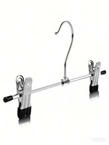 10 piezas Perchas de metal para adultos con agarres antideslizantes y abrazaderas ajustables para pantalones, jeans, faldas y vestidos. Solución de almacenamiento y organización de armario que ahorra espacio. Perchas de acero inoxidable de alta resistencia - Negro - Ver 26