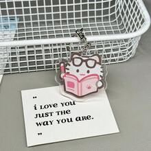 1pc Cute Multi-Color Cat & Dog Couple Keychain, Pendant Ornament, High-Quality Backpack Decoration Gift - Multicolor - View 5