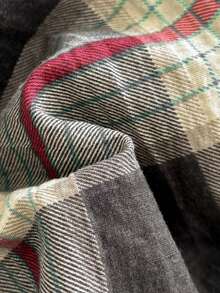 4 件套 Maillard 羽绒被套套装，砖红色和黑色格子，双层雪纺，涤纶，（1 个羽绒被套 + 1 个床单 + 2 个枕套），适合秋冬季，卧室装饰，节日礼物，不包括枕芯，枕套图案随机裁剪 - 黑紅 - 查看 12