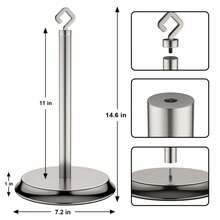 Giá đựng khăn giấy bằng thép đen, thích hợp cho mặt bàn bếp, quầy bar và bàn ăn, phù hợp với cuộn khăn giấy tiêu chuẩn và cỡ lớn, hoàn thiện mạ niken mờ. - Niken - Xem 2
