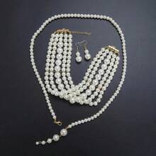 1 Set Necklace With 2 Layered Necklaces, Faux Pearl Necklace Jewelry Set, Elegant Beaded Jewelry Set For Women, Suitable For Party, Wedding, Vacation, Mother's Day Gift - A Set Of Pearl Necklaces - View 5