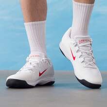 Nike Vapor 12阿爾卡拉斯同款男子硬地減震網球鞋 - 白色/紅色 - 查看 5