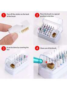 2 In 1 Nail Drill Bits Storage Box 30 Holes With Cleaning Brush Manicure Salon Grinding Head Holder Display Nail Art Accessory - Multicolor - View 8