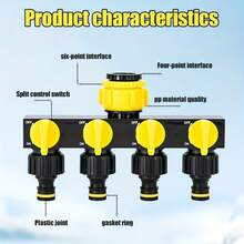 1pc 4-Way Plastic Courtyard Watering Divide For Lawn Care & Irrigation Systems, Plumbing Fittings, Functional Fittings, Precision Engineering, Flow Control, Home Gardeners, Water Flow Control, Compact Design, Sturdy Construction, Water System Installers,Easy Setup And Removal,4 Independent Switches - A - View 5
