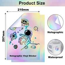10 tờ giấy dán in hình hologram khổ A4, chất liệu vinyl mờ/bóng, thích hợp cho máy in phun, dùng để tự làm ảnh, hình vẽ và thiệp. - Laser màu-10 hình ảnh - Xem 2