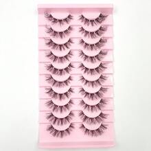 10 Cặp Mi Giả Lông Chồn 3D Trong Suốt, Tự Nhiên, Mỏng, Dài, Mềm Mại, Dày, Ngắn, Kết Hợp, Mi Trang Điểm Có Thể Tái Sử Dụng - màu đen - Xem 9
