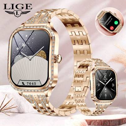  Smartwatch LIGE: Un smartwatch multifuncional de fitness para mujeres que cuenta con podómetro, seguimiento de distancia, seguimiento de calorías, pronóstico del tiempo, asistente de voz, llamadas Bluetooth, música Bluetooth, múltiples modos de entrenamiento, encontrar mi teléfono, recordatorios de sedentarismo, alarma inteligente y seguimiento del ciclo menstrual.