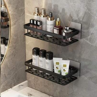 1 kệ đựng đồ dùng nhà tắm treo tường, dung tích lớn, không cần khoan, kệ nổi cho phòng tắm và nhà bếp, tiết kiệm không gian, dễ lắp đặt, dùng để đựng đồ dùng vệ sinh cá nhân, mỹ phẩm và các vật dụng khác.