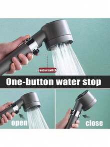 1PC High Pressure Handheld Shower Head, 3 Spray Modes Water Saving Shower Sprayer, Easy Install Bathroom Shower Accessory - Grey - View 7