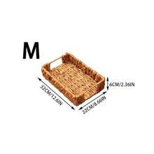 Juego de 3 / 1 cesta de almacenamiento rectangular de jacinto de agua tejido a mano, organizador de mimbre para estantes, baño, mesa, sala de estar y talla grande, organizador de maquillaje, organización y almacenamiento, cestas, almacenamiento de la habitación, caja de regalo, cesta para regalo, gabinete colgante, decoración del hogar rosa, accesorios de cocina, cestas de almacenamiento de vigas de de seagrass y ratán, cestas boho de marco metálico geométrico, macetas mezcladas de plantas naturales para la decoración de la casa de playa - Amarillo Mostaza - Ver 7
