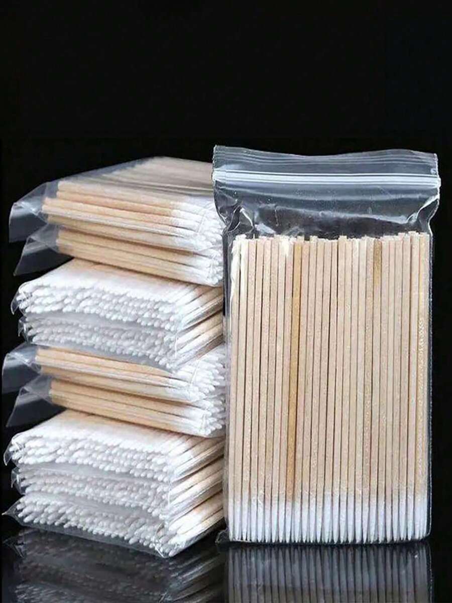 500支/200支/100支/包 一次性木质微型睫毛膏刷，不掉毛，睫毛嫁接工具和胶水卸除器，迷你化妆刷，眉刷，眼影刷，化妆刷，赠品