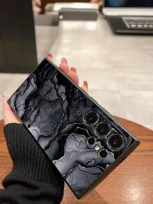 1 buah Casing Ponsel Motif Marmer Berlapis Emas, Pelindung Lembut TPU Hitam, Kompatibel dengan , Honor, Galaxy, - Hitam - View 7