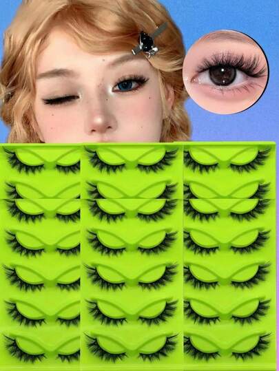 Voluminous American Curl Fox-Eyed False Lashes – (5 Pairs) High-Density Western-Style Layered Gradient Pattern, One-Piece Full Strip Design, Hand-Tied Extended Outer Corner Detail, Natural Volume & Eye-Lifting Effect, Full False Eyelashes For Daily Wear, K-Pop Makeup, Or Night Events