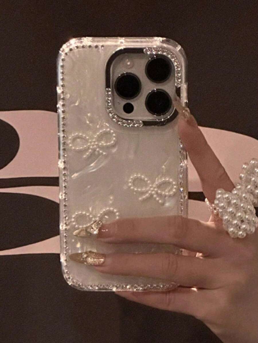 Ốp lưng điện thoại sang trọng 3D đính ngọc trai, nơ, đá lấp lấp lánh hình vỏ sò cho iPhone 17 16 15 14 13 12 Pro Max 11, ốp lưng điện thoại thời trang sáng bóng. - Mẫu vỏ - Xem 1