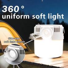 1个乳白色太阳能充电露营灯，持久耐用的便携式LED吊灯，配备800mAh电池，1000流明，数字显示，360°照明，适用于停电、帐篷、庭院、露营、紧急情况、户外旅行必备品 - 多色 - 查看 6