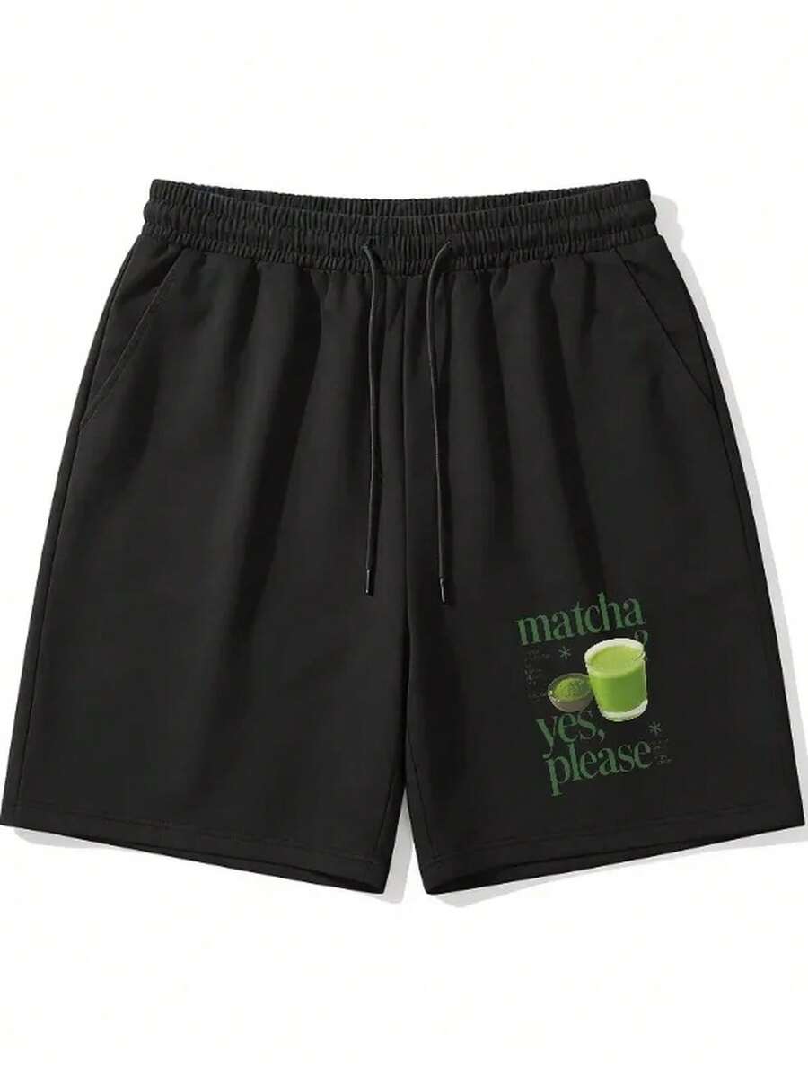 C1AmiS1eta De Matcha De Té Verde, Rega1lo Vintage De Matcha, Matcha R, Rega1lo R ParYoung And Street Style Shorts, Simple And Chic, With Elastic Waistband And Drawstring Pockets. Simple And Casual, Street Fashion, Versatile For Everyday Wear, And A Great Holiday Gift. - 黑色 - 查看 1