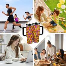 He-Lluva Boss And Haz-Bin Hotel 40oz Insulated  Tumbler With Handle And Straw Lid, 18/8 Stainless Steel Vacuum Travel Mug, Leak-Proof Reusable Water Bottle, Car Cup Holder Friendly For Gym, Work, And Outdoor Travel - black - 查看 8