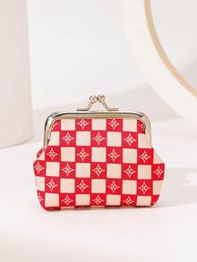 1pc Vintage Checkered Pattern Kiss Lock Coin Purse For Women, Mini Portable Small Wallet, Cute Star Print Clasp Pouch For Coins Cards Lipstick, Fashion Daily Accessory Wallet Mini Wallet Purse Wallet Cute Wallet Coin Wallet Travel Essential Summer - Multicolor - View 13