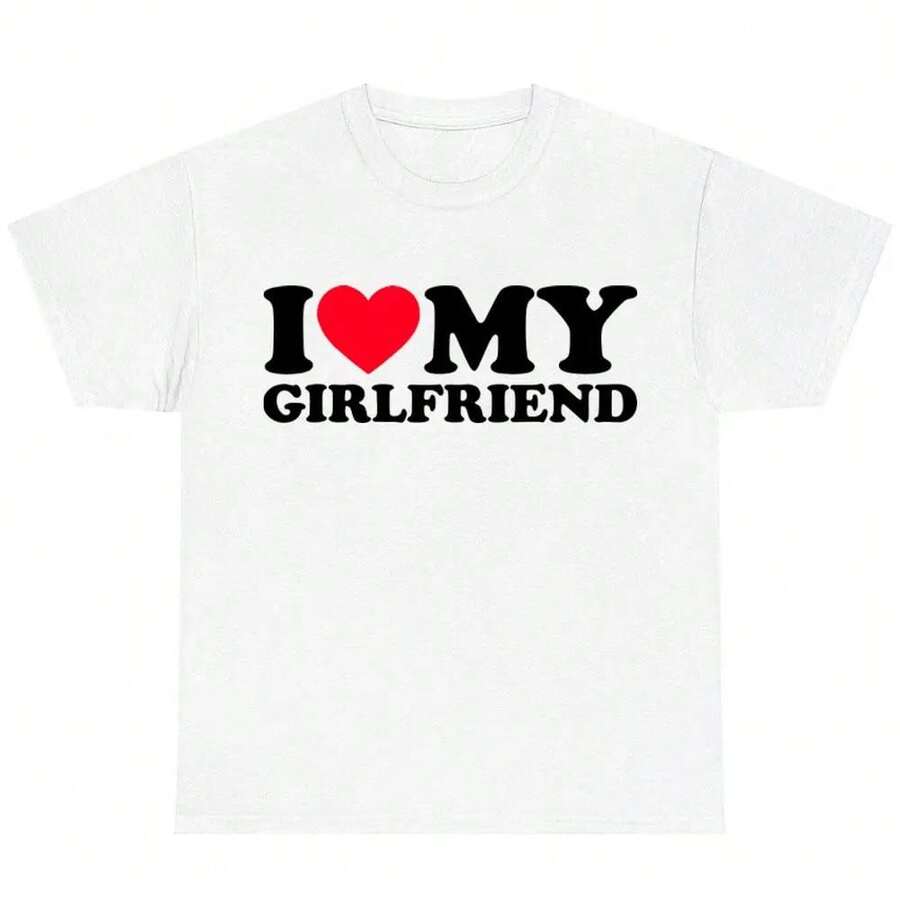 [Cotton]I Love My Girlfriend Shirt I Heart My Girlfriend Shirt GF T-Shirt - White - View 1