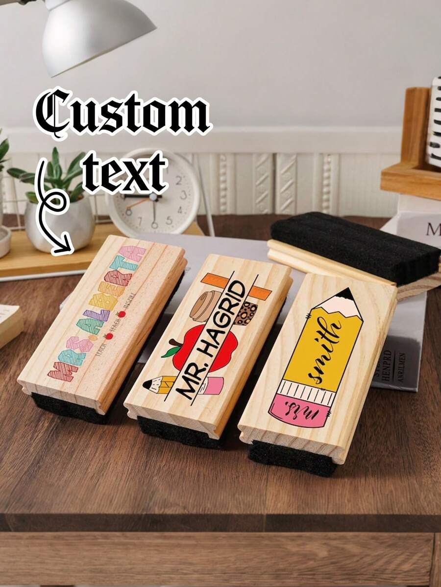 Personalized Wooden Whiteboard Eraser: Teacher Appreciation Gift - Multicolor - View 1