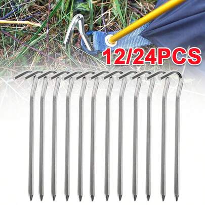 12/24Pcs Heavy Duty Stakes Tent Pegs Aluminum Metal Outdoor Camping 6mm X 180mm Quick Ship
