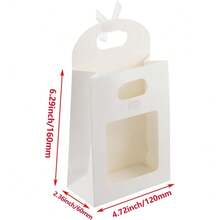 10pcs/1pcKraft Paper Bags With Window, 4.7x6.3 Inch White Small Paper Gift Bag Stand Up Gift Bag With Handle For Candy Cookies Packaging Wedding Birthday Christmas Party Store Retail - White - View 7