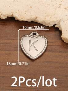 2个A-Z英文字母吊坠，不锈钢心形字母饰品，爱心字母吊坠，珠宝制作材料，DIY手工耳环、手链、项链配件 - 愛心字母 - 查看 49