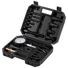 Comprobador de compresión de motor diésel, kit de herramientas de prueba de presión de cilindro de 18 piezas, con medidor y adaptadores de 0-1000 psi, cilindros de comprobación de probador de inyector diésel en camiones diésel, tractores, equipos - 0-1000 psi - Ver 9