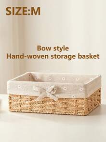 1个/3个装编织桌面收纳篮，适合存放零食、化妆品、玩具和其他家居用品，多功能收纳盒，可用作咖啡桌或钥匙篮，家居装饰收纳，衣柜整理，节日装饰礼品，理想礼品篮 - 卡其色 - 查看 5