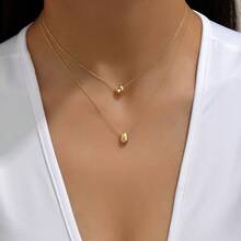 1 chiếc vòng cổ mặt dây chuyền hình giọt nước hai lớp tối giản màu vàng dành cho nữ, thích hợp cho mùa hè, tiệc tùng, hẹn hò, và cũng có thể dùng làm quà tặng. - vòng cổ đôi - Xem 4