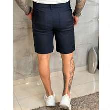 Men's Premium Tailored Ribbed Bengaline Shorts, Colorful, Stylish, And Sporty - Navy Blue - View 5