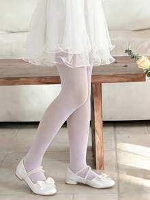 2pcs Girls' Solid Color Sheer Tight Leggings, Minimalist All-Match Versatile Stockings, Breathable & Cool For Summer - Multicolor - View 3