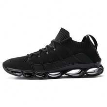 Big Size Mens Sneakers Shock Absorbing Walking Shoes Breathable Comfortable Running Shoes For Men Lightweight Athletic Casual Shoes - 黑色 - 查看 15