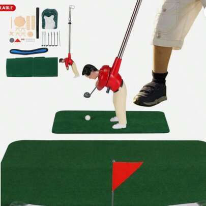 Indoor Mini Golfing Game Kit Golfs Toy Set W/ Green Pad Putter Ball Chairs Gift