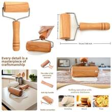 Adjustable Thickness Stainless Steel Beechwood Rolling Pin For Dumplings Pasta Pizza Ergonomic Kitchen Tool Dishwasher  Rustproof - 1 - Xem 1