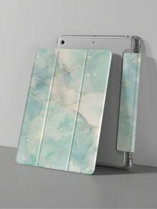 大理石纹单件装极简浅绿色大理石纹TPU保护壳，兼容iPad 7/8/9、Air 5/4/3（第九代）、10.2英寸iPad Pro（11英寸，A16/2025芯片，第十代），带支架 - 彩色 - 查看 4