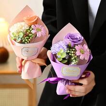 手工皂花束，人造玫瑰，康乃馨，雏菊，跨境批发礼品 - 紫色 - 查看 4