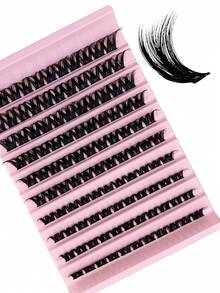 Hinarin 110Pcs Clusters Individual Lashes Jet Black High Quality Thick And Curly Cross Style Mixed Length Packs Fox Eyelashes Dramatic Makeup Easy To Wear And Suitable For Diy At Home - D - View 3