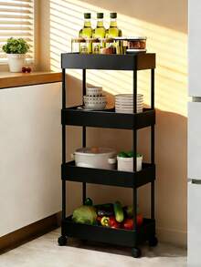 Estante de Almacenamiento Multiusos, Carrito Organizador con Ruedas, Estantes Para Recamara, Estante De Almacenamiento La Cocina, Color Negro, Compact Design Saves Space, Bathroom, Bedroom, Office, Warehouse, Garage, Easy to Assemble, Día de las Madres, Día del Niño, Vacaciones Semana Santa. - Negro - Ver 10