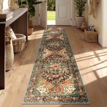 Yamaziot Washable Runner Rug, 2x8 Non-Slip Boho Vintage Hallway Rug Runner With Rubber Backing, Stain Resistant & Low Pile Faux Wool Distressed Carpet Runner Bedroom, Kitchen, Laundry, Entrance NRHZ - 薑灰 - 查看 1